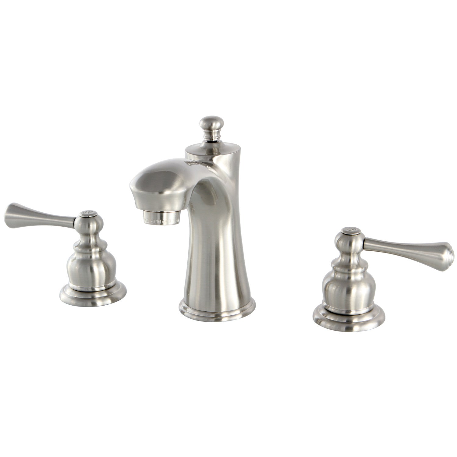 Kingston Tulare KB7968BL - Vintage Two-Handle 3-Hole Deck Mount Widespread Bathroom Faucet with Pop-Up Drain, Brushed Nickel — image 1